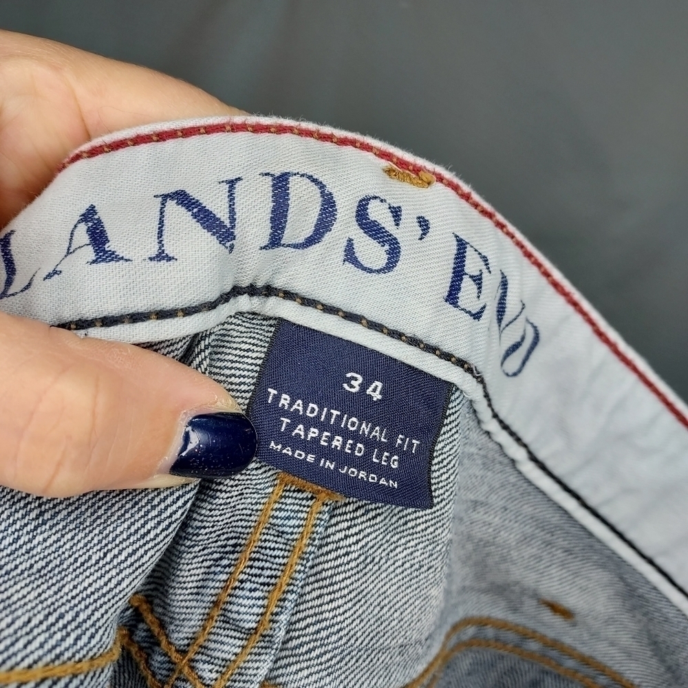 Lands End men's jeans traditional fit tapered leg dark wash size 34x32 - Picture 7 of 8